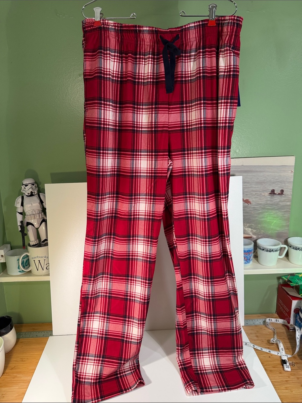 Nautica, Red Plaid Lounge Pants with Drawstring Waist